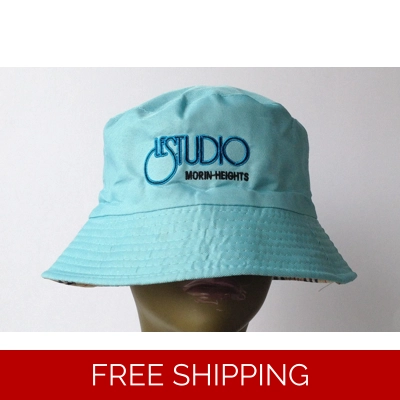 Bucket Fisherman Sky Blue Hat Black & Blue Embroid Front Logo M/H